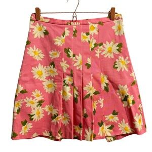 Moschino 1990s  Y2K Cheap & Chic Pink Pleated Daisy Print Skirt Size 10